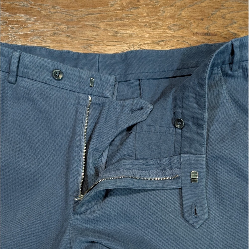Loro Piana Carlo Pants Mens 56 Blue Cotton Straight Leg Flat Front Made in Italy - Picture 4 of 15